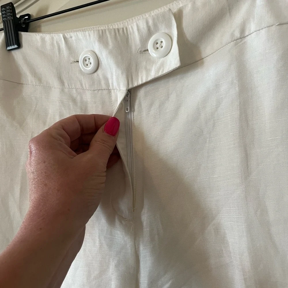 NEW! East 5th Rich White Linen Rayon Lined Trouser Pant Women’s size 8